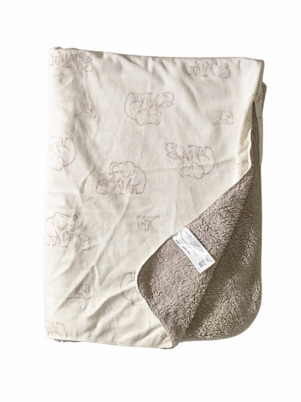 Carter's Elephants White Gray Sherpa Security Lovey Blanket 30" X 38"